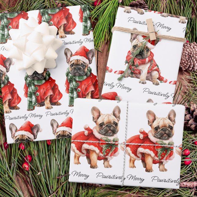 Hoja De Papel De Regalo Festividad Bulldog francés perros Navidades de cac (Subido por el creador)