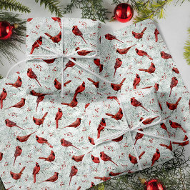 Hoja De Papel De Regalo Festividad de invierno del Cardenal Rojo Navidades