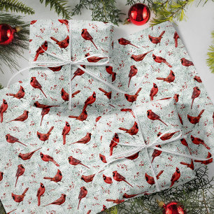 Hoja De Papel De Regalo Festividad de invierno del Cardenal Rojo Navidades