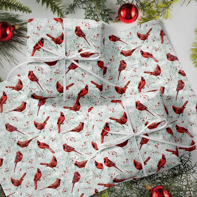 Hoja De Papel De Regalo Festividad de invierno del Cardenal Rojo Navidades (Subido por el creador)