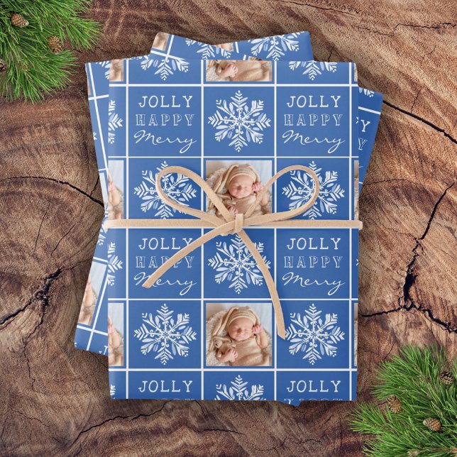 Hoja De Papel De Regalo Festividad de Jolly Merry Snowflake Photo Navidade (Subido por el creador)