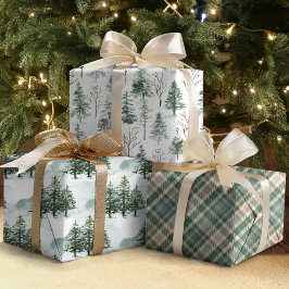 Hoja De Papel De Regalo Festividad de los Navidades de los pinos de invier