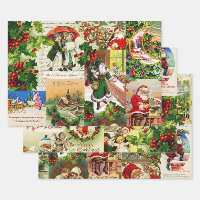 Hoja De Papel De Regalo Festividad de los Navidades victorianos Santa Coll (Set)