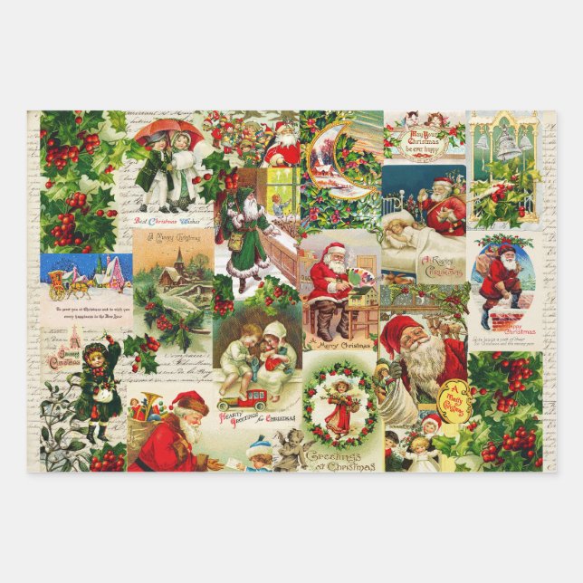 Hoja De Papel De Regalo Festividad de los Navidades victorianos Santa Coll (Anverso)