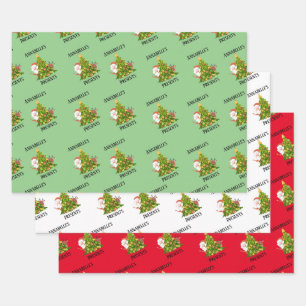 Hoja De Papel De Regalo Festividad de Navidades felices tradicionales pers
