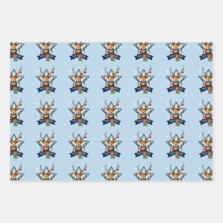 Hoja De Papel De Regalo Festividad de varios paquetes de Navidades de reno