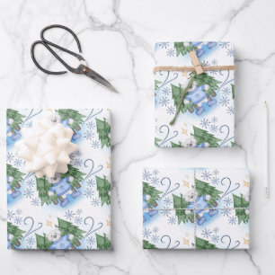 Hoja De Papel De Regalo Festividad en Navidades de osos polares