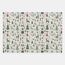 Hoja De Papel De Regalo Festividad escandinava Holly y Navidades de renos