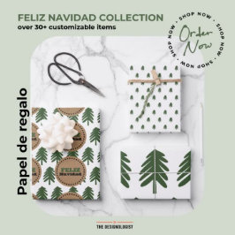 Hoja De Papel De Regalo Festividad FELIZ NAVIDAD Árbol de Navidad