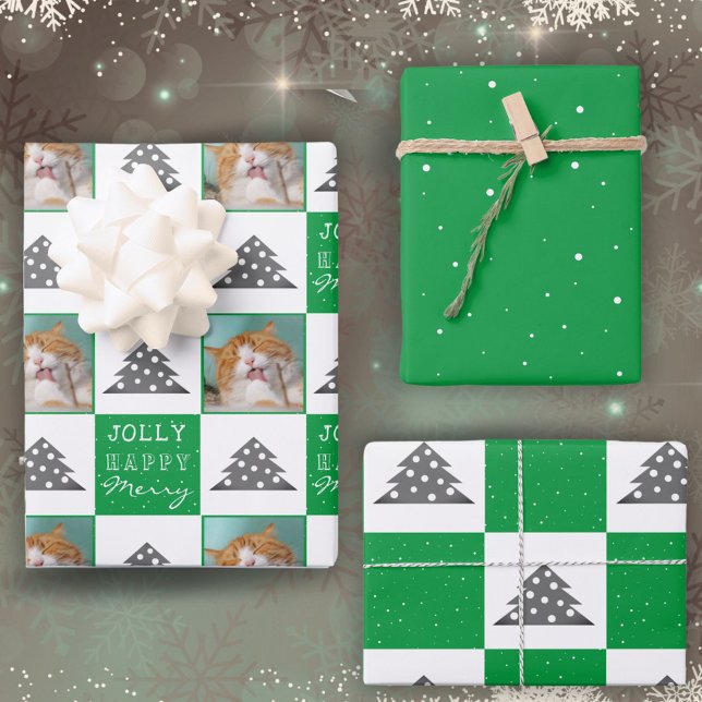 Hoja De Papel De Regalo Festividad Mascota verde foto árbol de Navidad (Subido por el creador)