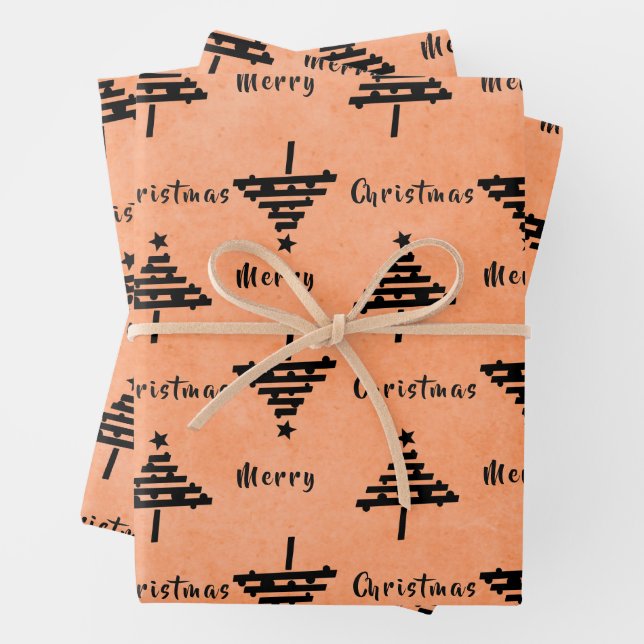 Hoja De Papel De Regalo Festividad moderna del patrón de árbol de Navidad  (In situ)