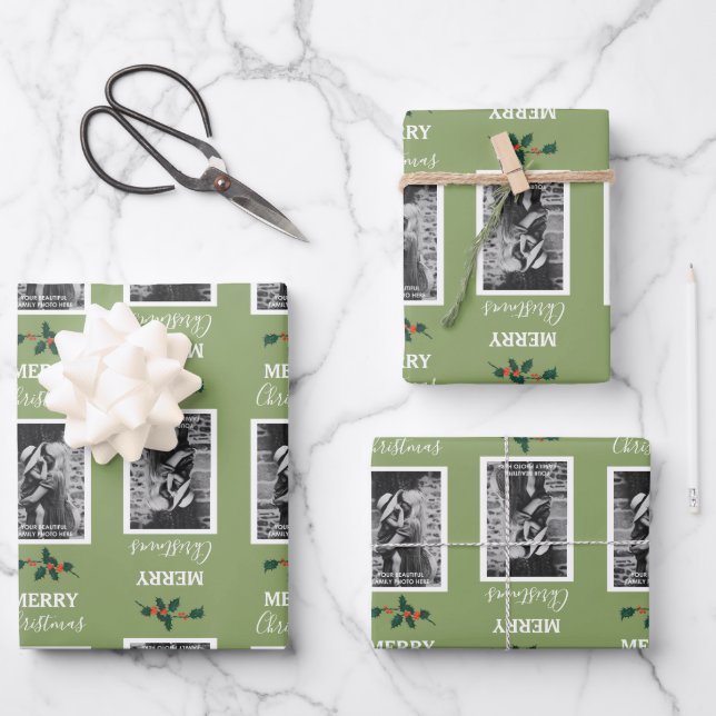Hoja De Papel De Regalo Festividad navideña Festive Foto personalizada - V (Anverso)