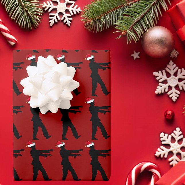 Hoja De Papel De Regalo Festividad Roja divertida para los Navidades zombi (Subido por el creador)