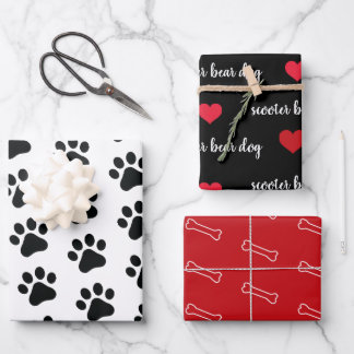 Hoja De Papel De Regalo Festividad temática del perro rojo blanco negro pe