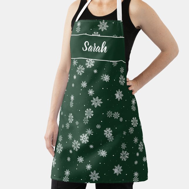 Hoja De Papel De Regalo Festividad verde de copas de nieve (Snowflakes Green Holiday Wrapping Paper Sheets
)