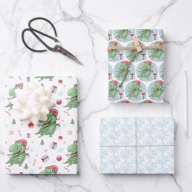 Hoja De Papel De Regalo Festividades de Dinosaur T-Rex (Anverso)