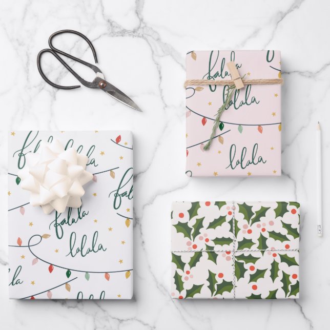 Hoja De Papel De Regalo Festividades de Navidades con guión de Falalala (Anverso)