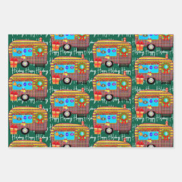 Hoja De Papel De Regalo Festividades del Camper Retro Felices