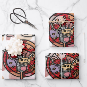 Hoja De Papel De Regalo Fideos Espaguetis Caprichosos Arte Comida Abstract