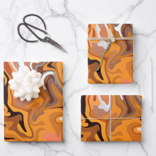 Hoja De Papel De Regalo Fiery Naranja Resumen Swirl