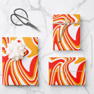 Hoja De Papel De Regalo Fiery Swirls - Arte abstracto audaz y enérgico