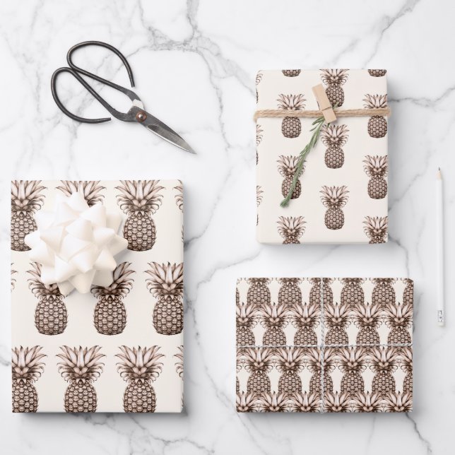 Hoja De Papel De Regalo Fiesta de aloha tropical con piña (Anverso)