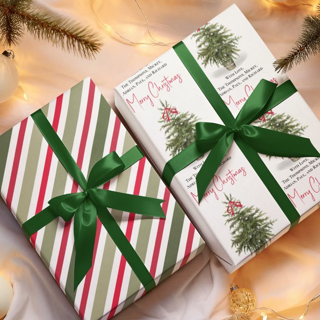 Hoja De Papel De Regalo Fiesta de árbol navideño acuarela de fiesta (Whimsical Merry Christmas holiday custom wrapping paper. )