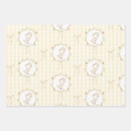 Hoja De Papel De Regalo Fiesta de Bebé de flores silvestres de gingham ama