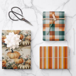 Hoja De Papel De Regalo Fiesta de calabaza perfecto Caída de Acción de Gra
