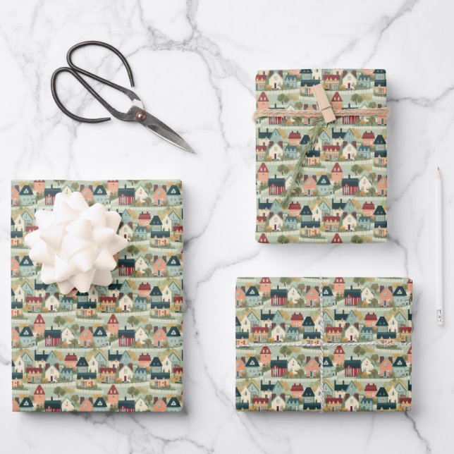 Hoja De Papel De Regalo Fiesta de Calentamiento de la casa de campo (Anverso)