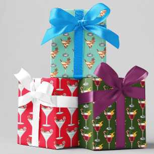 Hoja De Papel De Regalo Fiesta de Cócteles Navideños