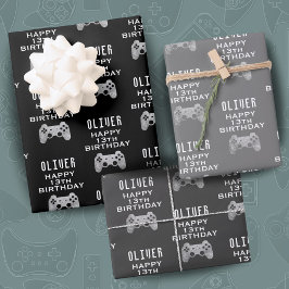 Hoja De Papel De Regalo Fiesta de cumpleaños con control de videojuegos pa