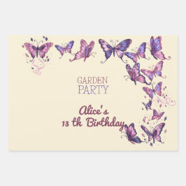 Hoja De Papel De Regalo Fiesta de cumpleaños con mariposas