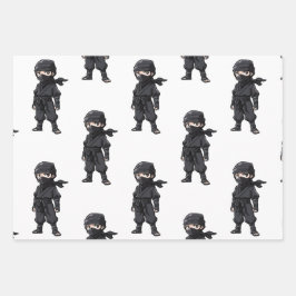 Hoja De Papel De Regalo Fiesta de cumpleaños de guerreros Ninja estilo ani