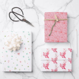 Hoja De Papel De Regalo Fiesta de cumpleaños de Pink Axolotl