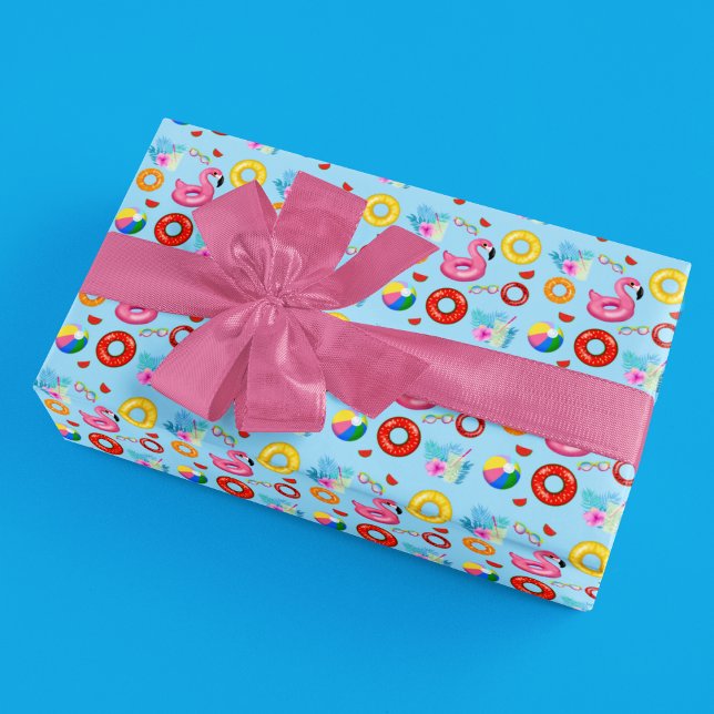 Hoja De Papel De Regalo Fiesta de Cumpleaños en la Piscina (All occasion wrapping paper!)