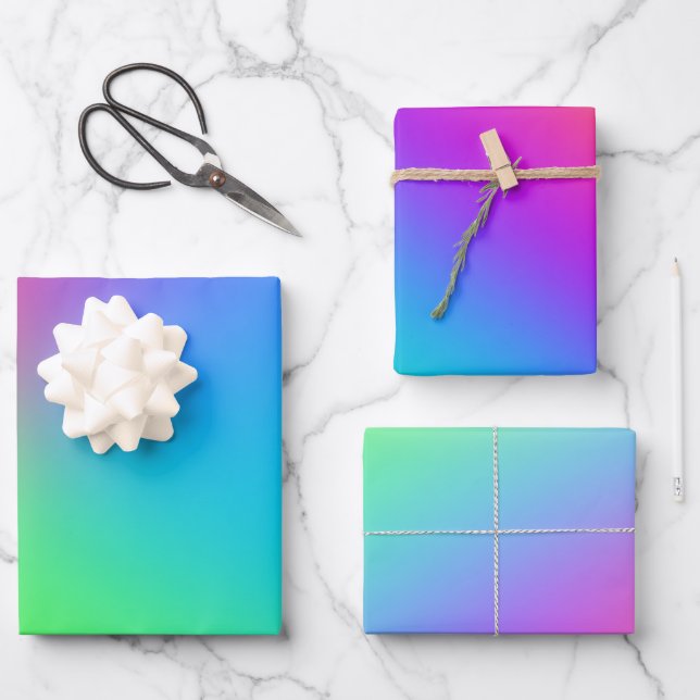 Hoja De Papel De Regalo Fiesta de cumpleaños Rainbow Ombres (Anverso)