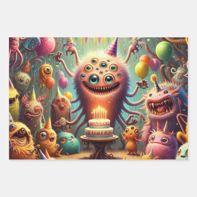 Hoja De Papel De Regalo Fiesta de cumpleaños rara (Anverso)