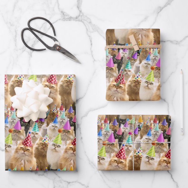 Hoja De Papel De Regalo Fiesta de Gatos (Anverso)