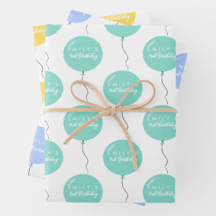 Hoja De Papel De Regalo Fiesta de globos personalizados cumpleaños bautizo