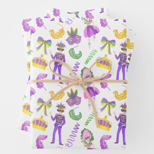 Hoja De Papel De Regalo Fiesta de Mardi Gras con Acuarela