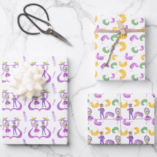 Hoja De Papel De Regalo Fiesta de Mardi Gras con Acuarela