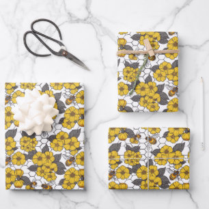 Hoja De Papel De Regalo Fiesta de patrón de abejas con azulejos