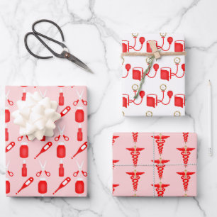 Hoja De Papel De Regalo Fiesta de patrones de azulejos de enfermera cutáne