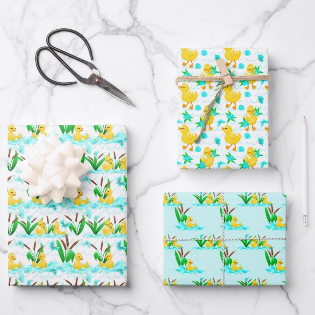 Hoja De Papel De Regalo fiesta de patrones de azulejos de pato lindo (Anverso)