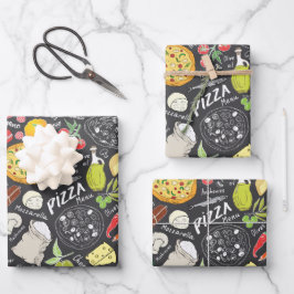 Hoja De Papel De Regalo fiesta de pizza con azulejos frescos