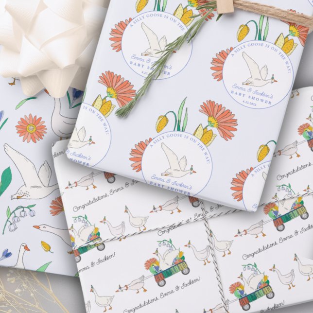 Hoja De Papel De Regalo Fiesta de Silly Goose Baby Shower (Subido por el creador)