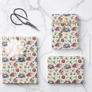 Hoja De Papel De Regalo Fiesta de té con baldosas lindas