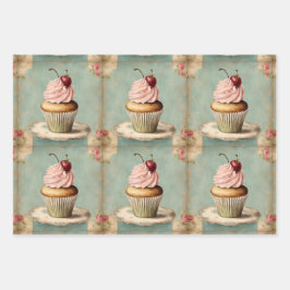 Hoja De Papel De Regalo Fiesta de té de cumpleaños rosado francés vintage