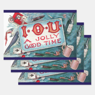 Hoja De Papel De Regalo Fiesta de vicios antiguos, juegos de azar, bebida,